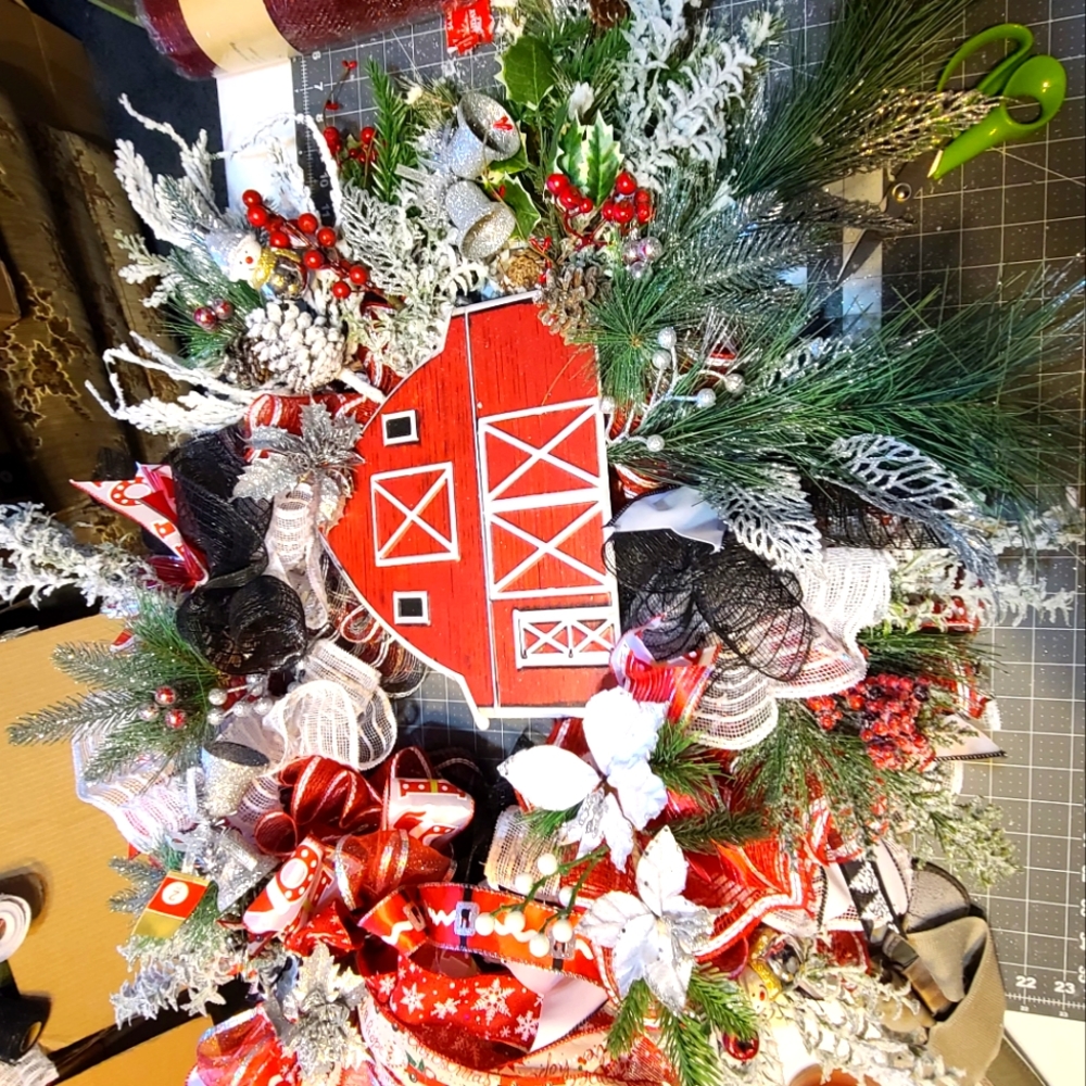 Large Red Barn Wreath